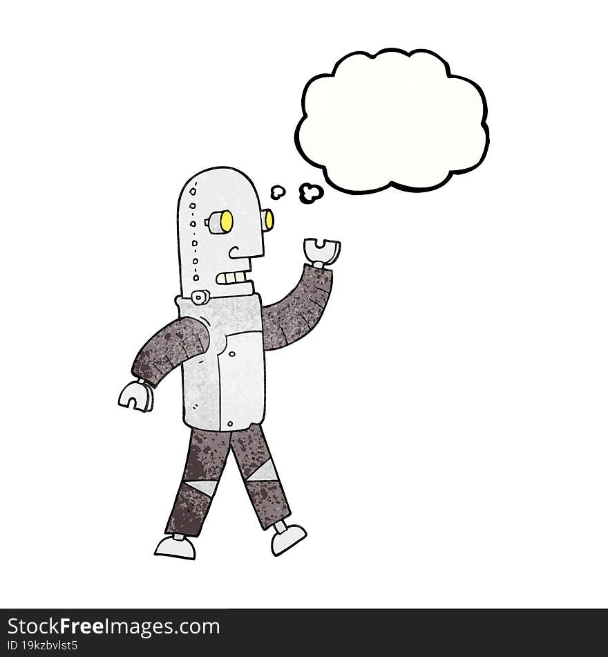 thought bubble textured cartoon robot