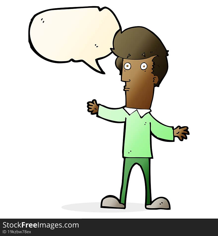 cartoon startled man with speech bubble