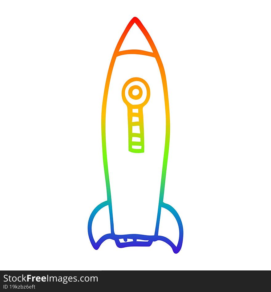 rainbow gradient line drawing cartoon space rocket