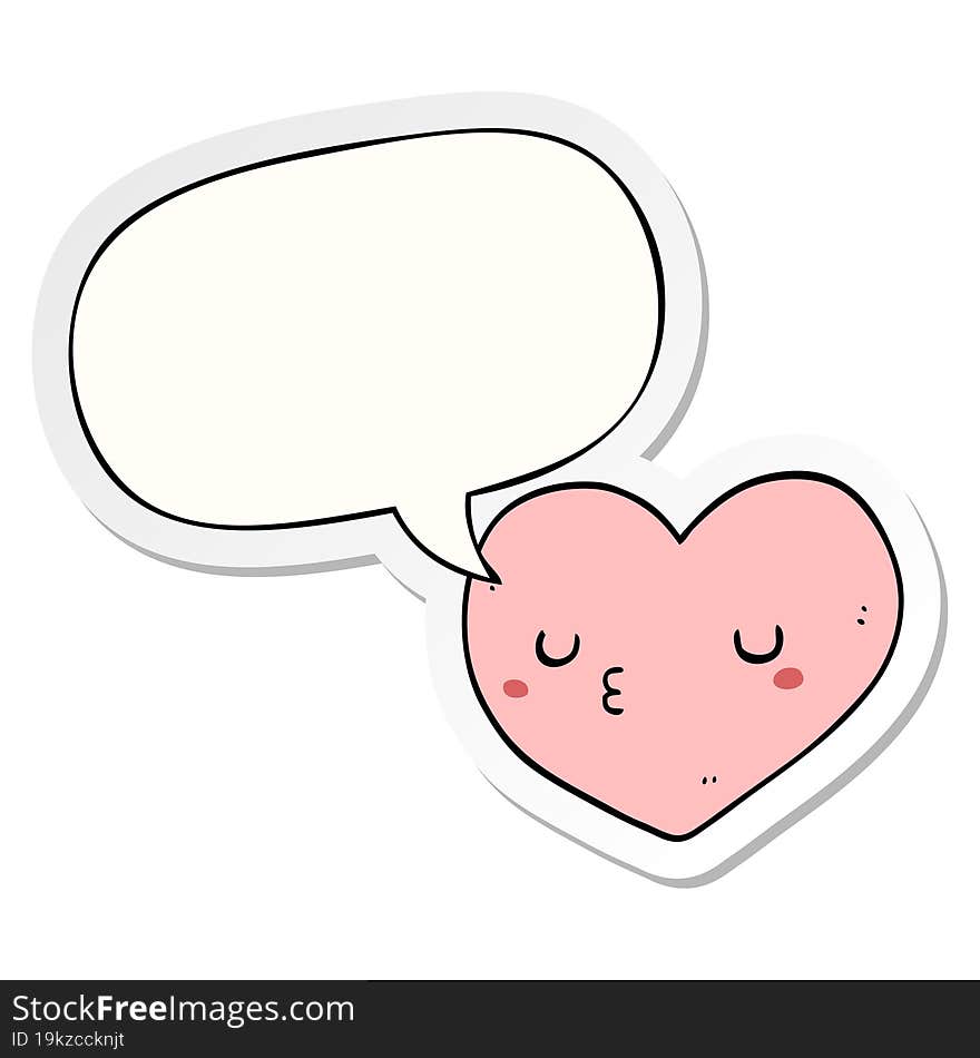 cartoon love heart with speech bubble sticker