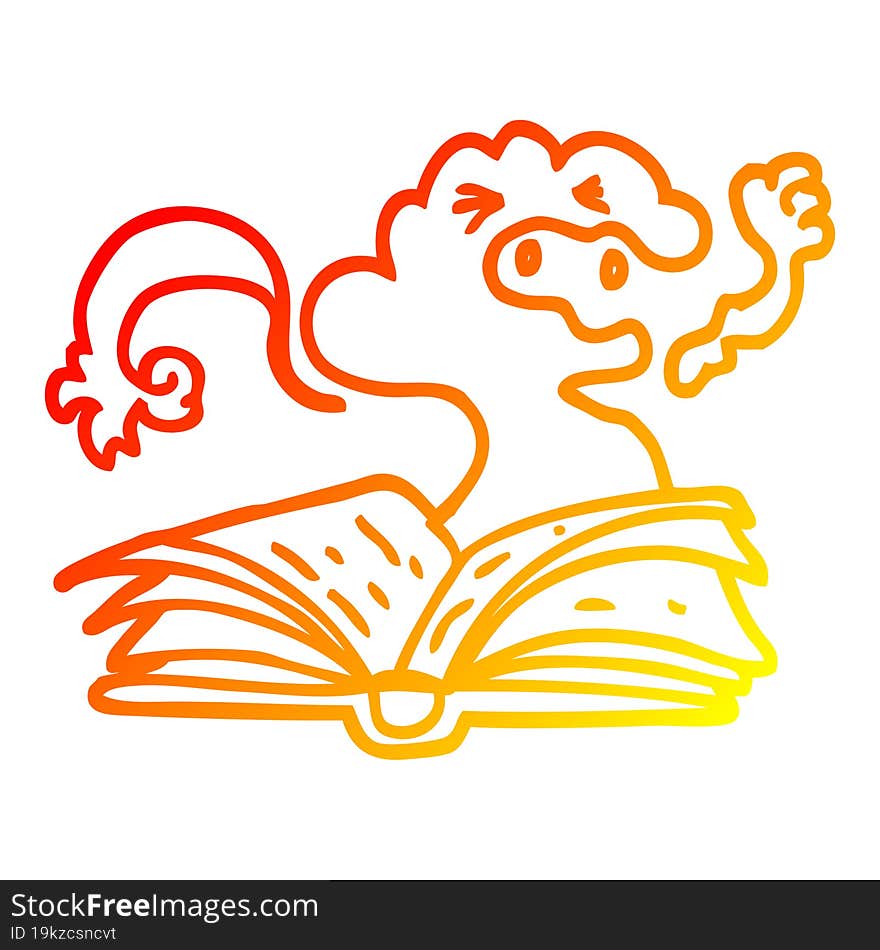 warm gradient line drawing cartoon spell book