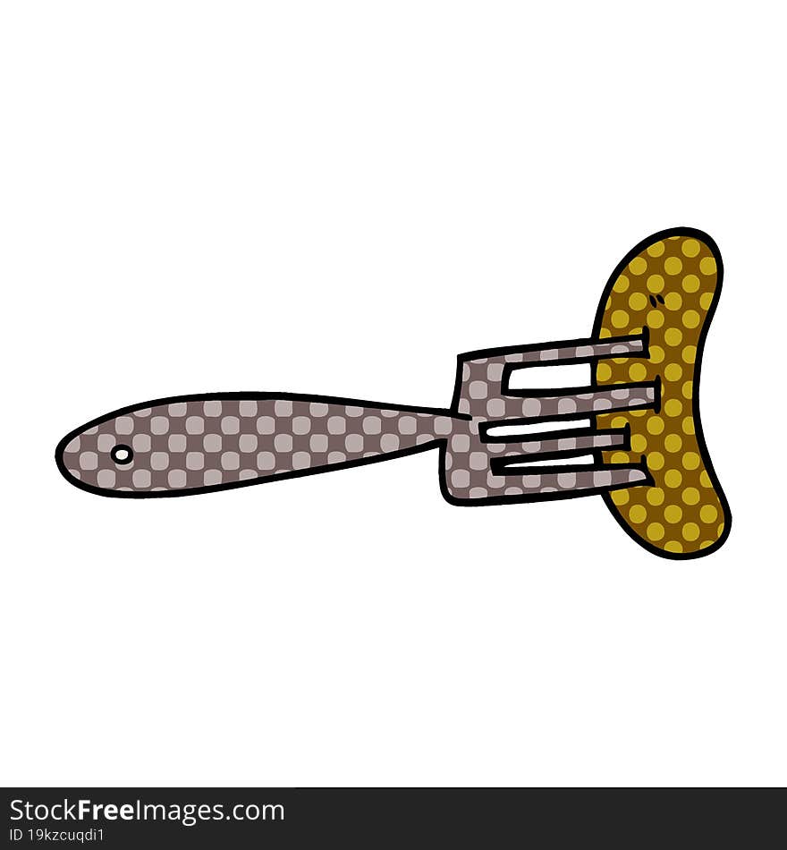 cartoon doodle sausage on fork