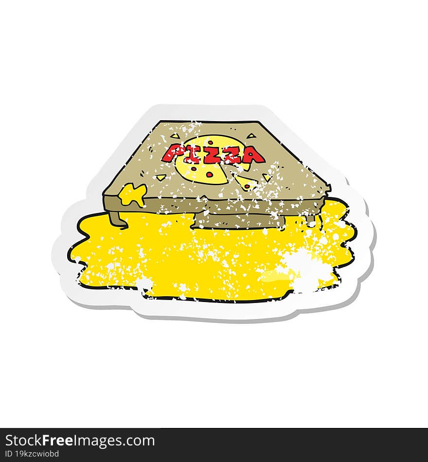 Retro Distressed Sticker Of A Cartoon Pizza