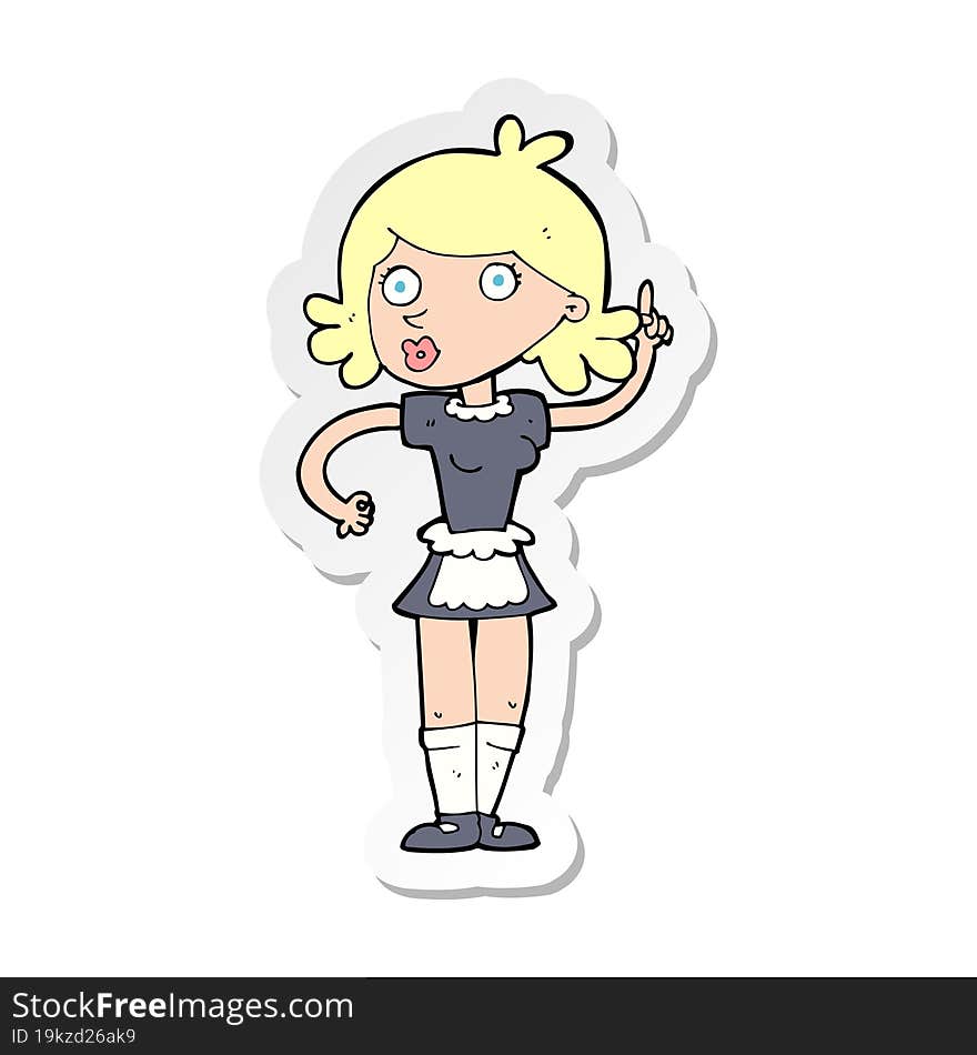 sticker of a cartoon surprised maid