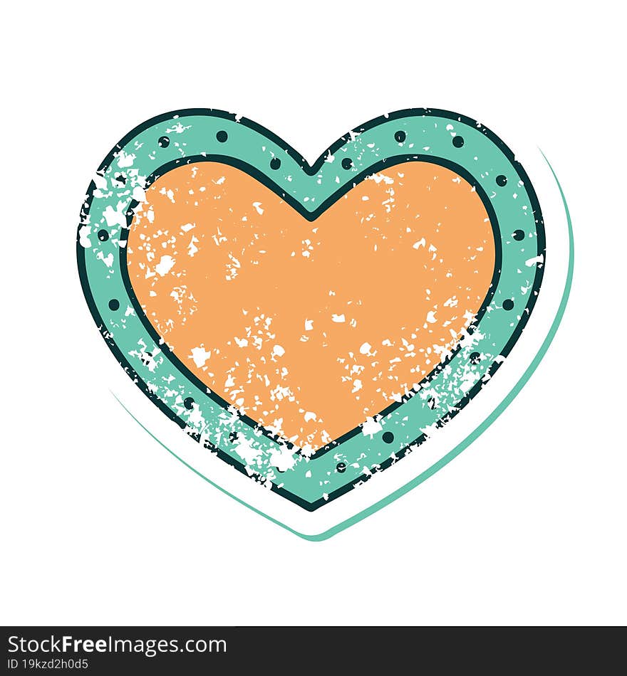 iconic distressed sticker tattoo style image of a heart. iconic distressed sticker tattoo style image of a heart