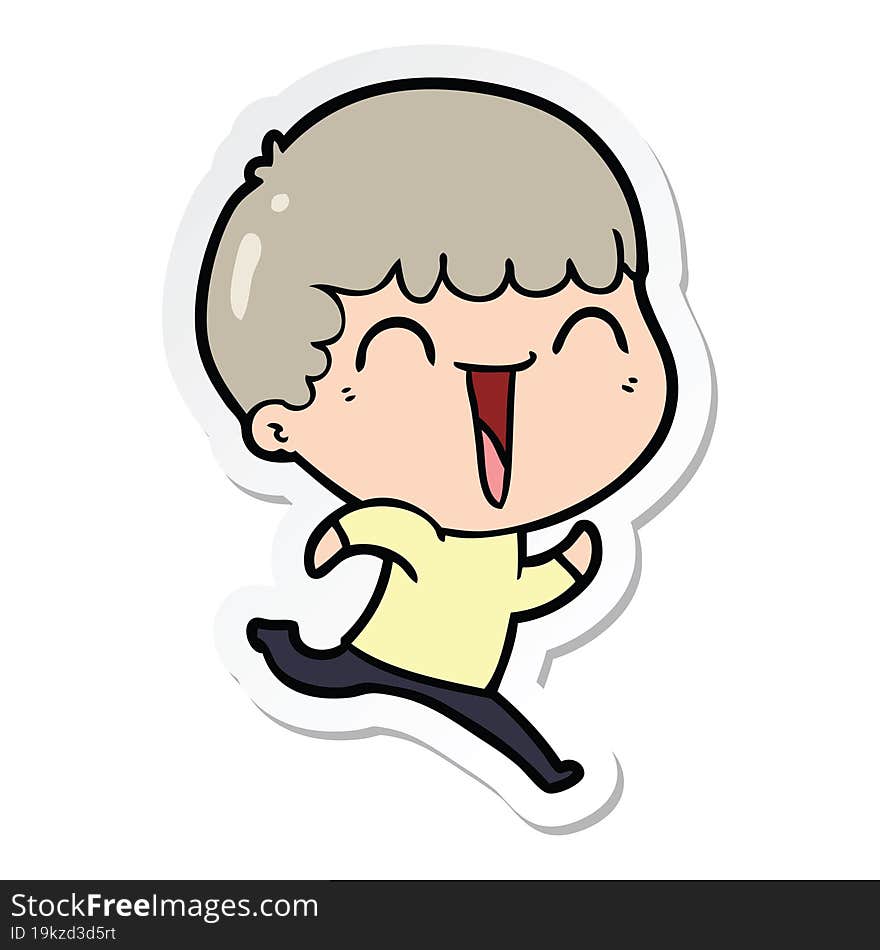 sticker of a cartoon happy man