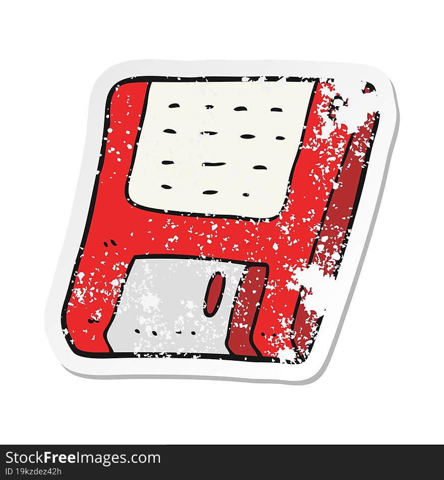 retro distressed sticker of a cartoon old computer disk