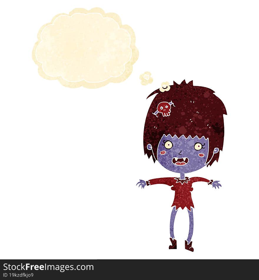 Cartoon Vampire Girl With Thought Bubble