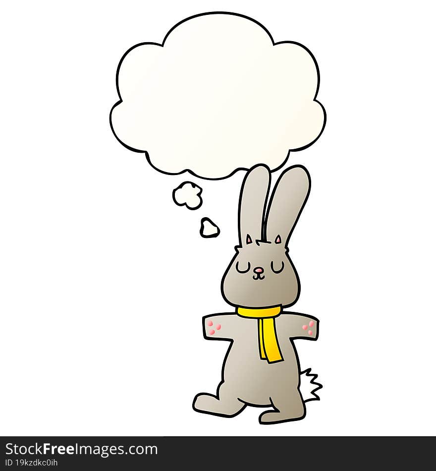 Cartoon Rabbit And Thought Bubble In Smooth Gradient Style