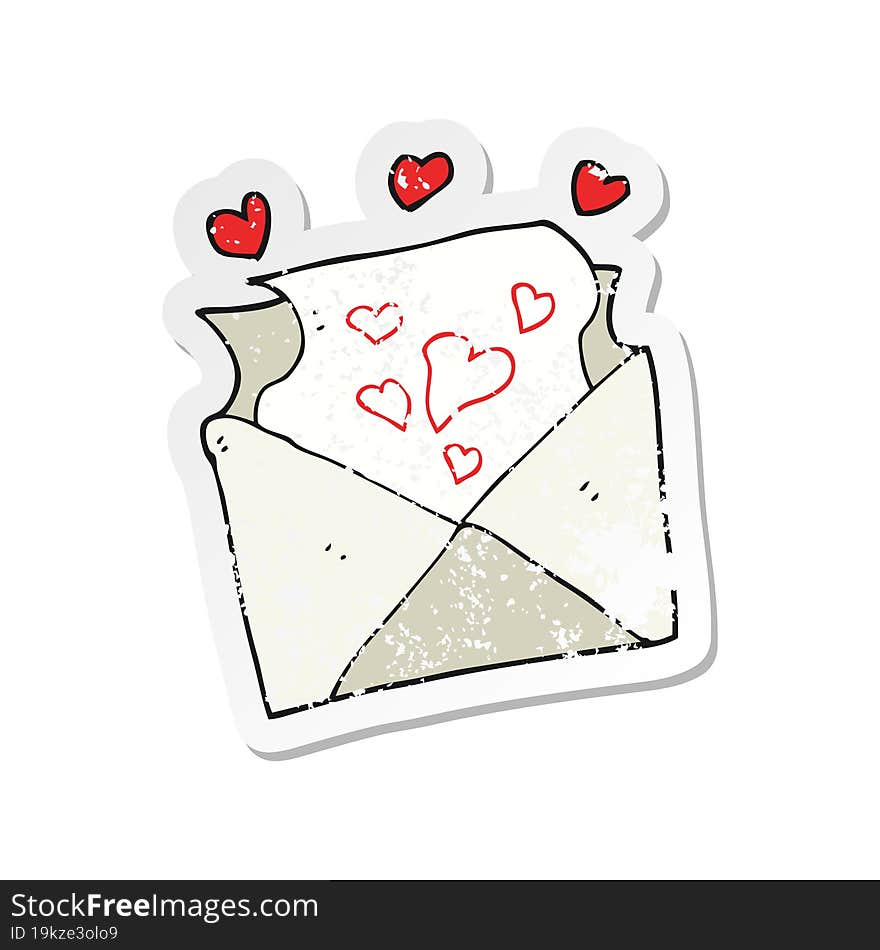 retro distressed sticker of a cartoon love letter