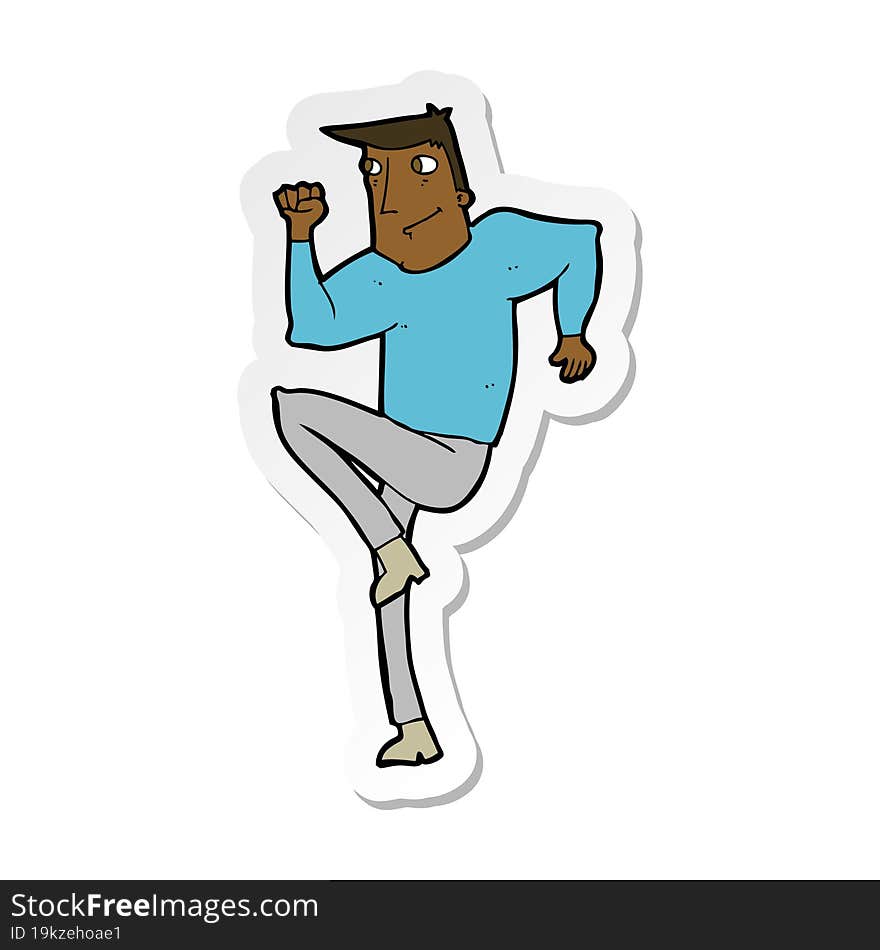 sticker of a cartoon man jogging on spot