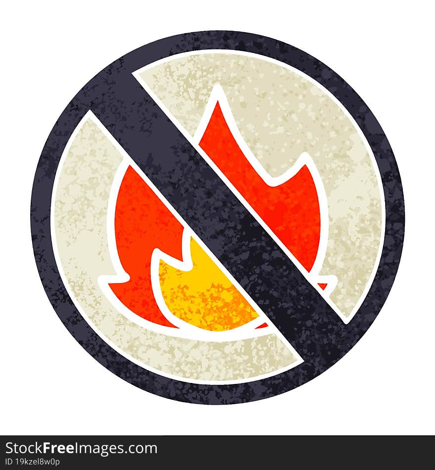 retro illustration style cartoon of a no fire sign