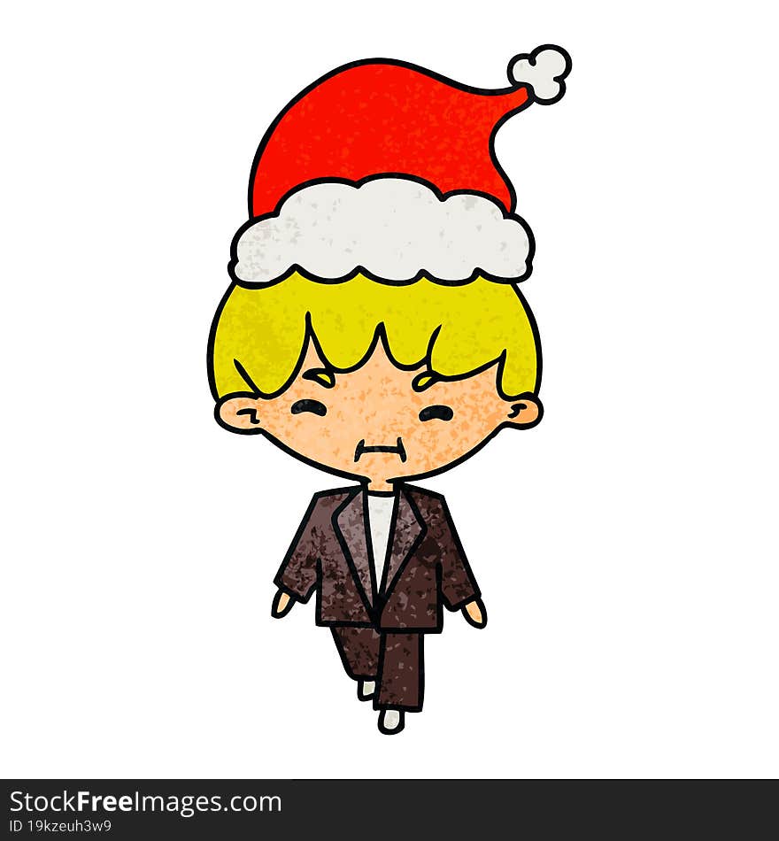 christmas textured cartoon of kawaii boy