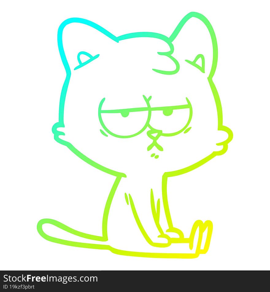 cold gradient line drawing bored cartoon cat