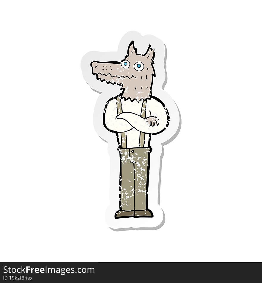 retro distressed sticker of a cartoon funny werewolf