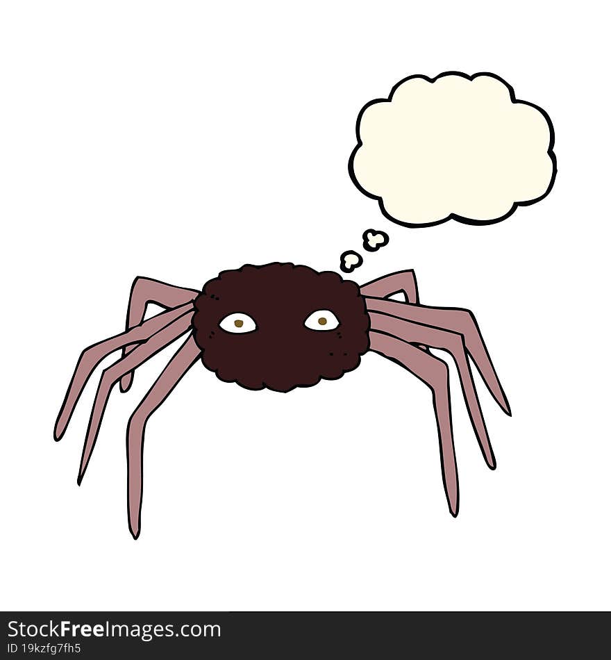 cartoon spider with thought bubble