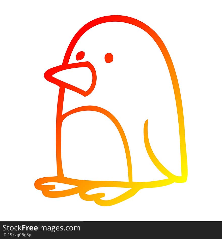 warm gradient line drawing cartoon christmas penguin