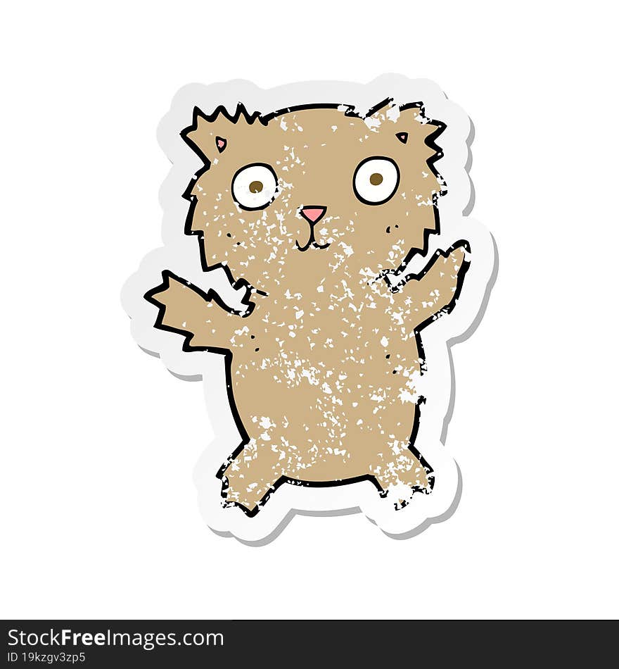 Retro Distressed Sticker Of A Cartoon Teddy Bear