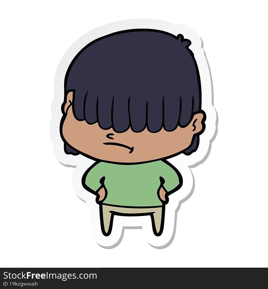 sticker of a cartoon boy with untidy hair