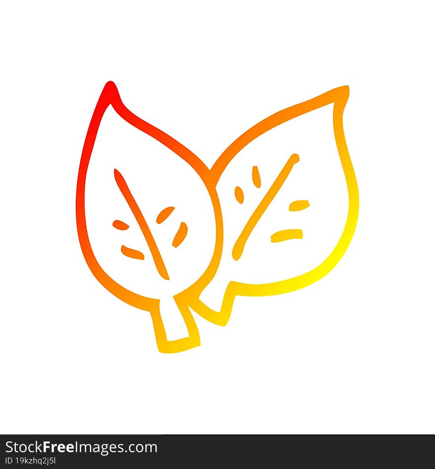 warm gradient line drawing of a cartoon of green leaves