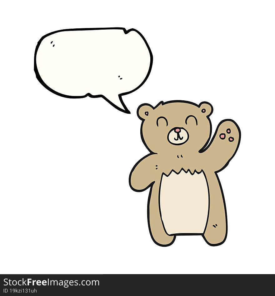 freehand drawn speech bubble cartoon teddy bear