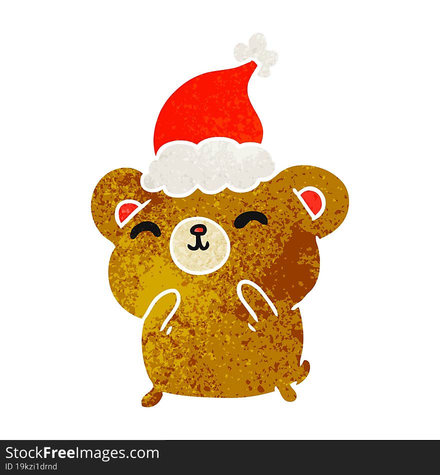 christmas retro cartoon of kawaii bear