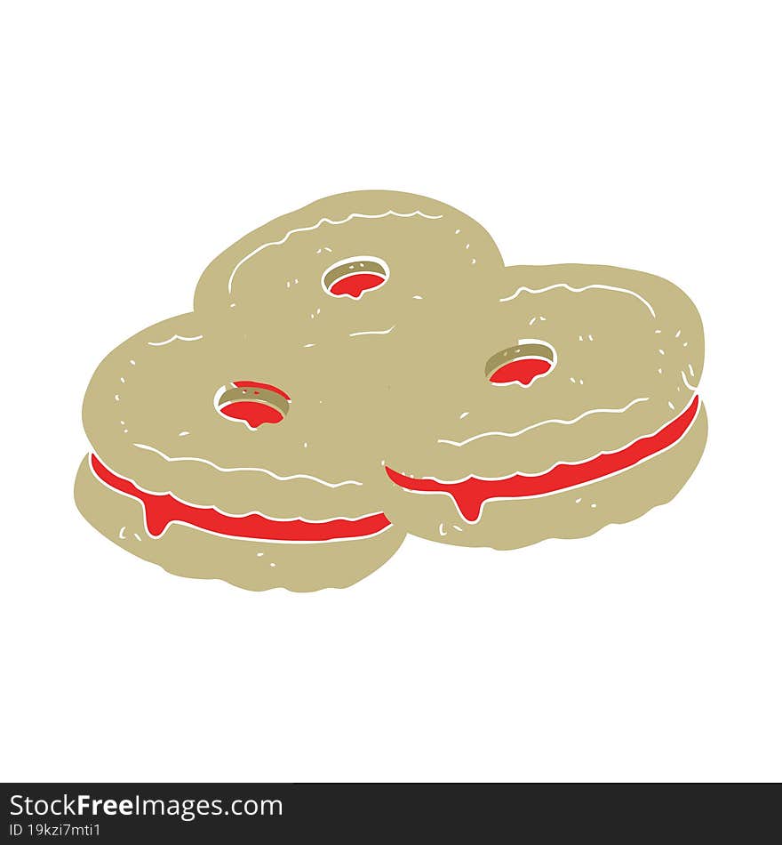 flat color illustration of a cartoon biscuits