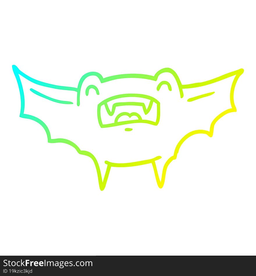 cold gradient line drawing cartoon vampire bat