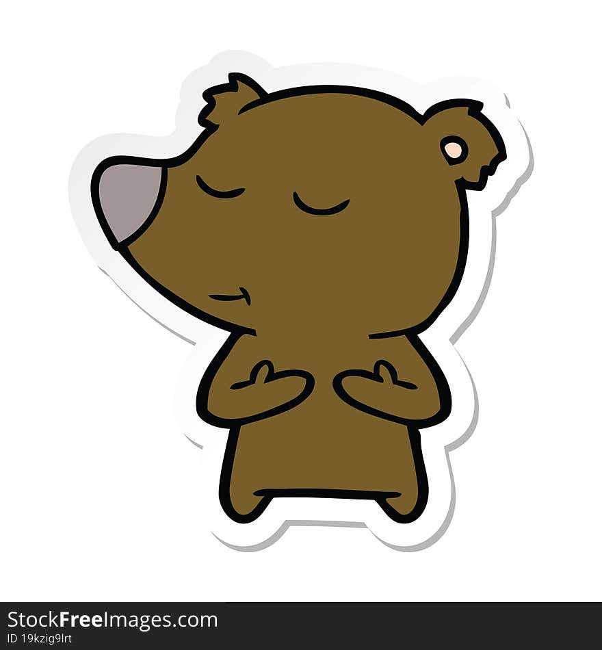 sticker of a happy cartoon bear