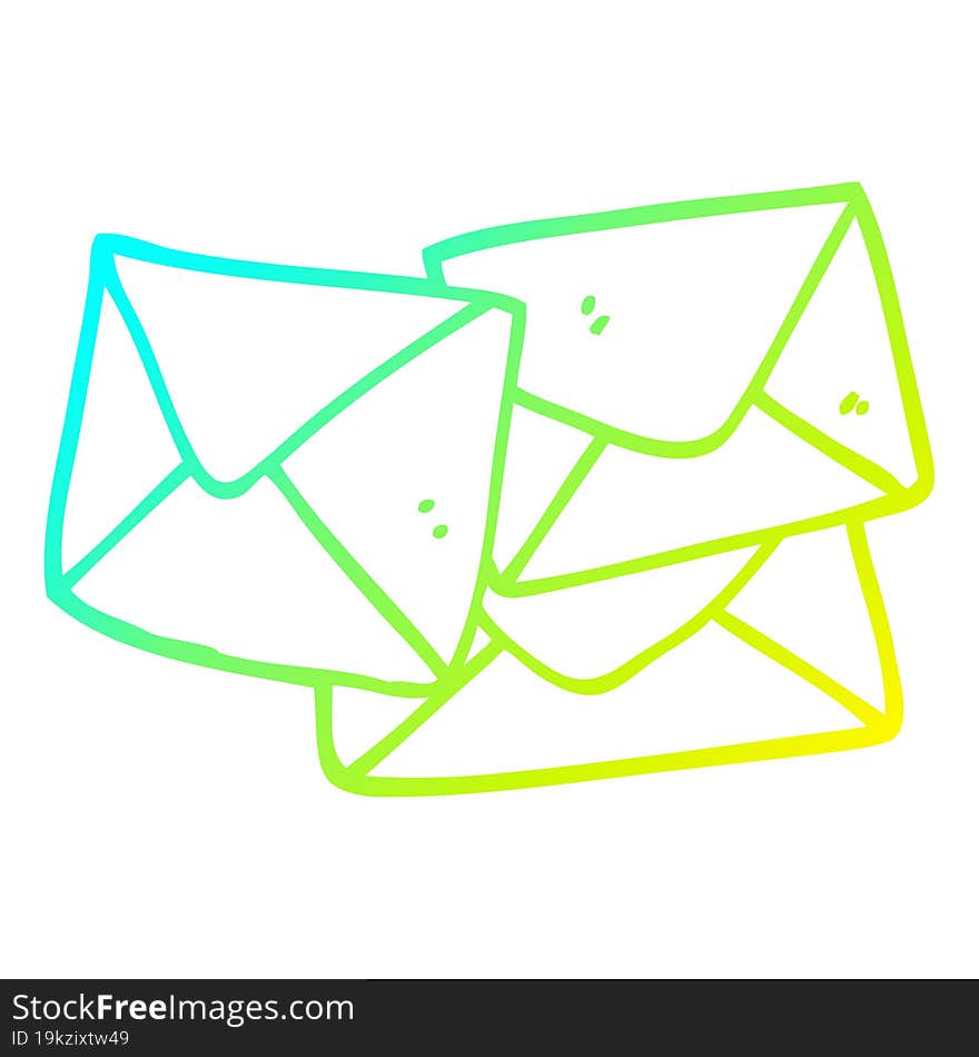 cold gradient line drawing cartoon letter