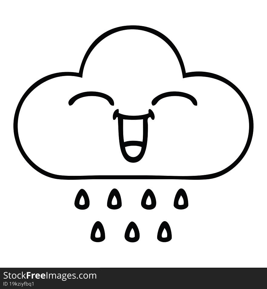 Line Drawing Cartoon Storm Rain Cloud