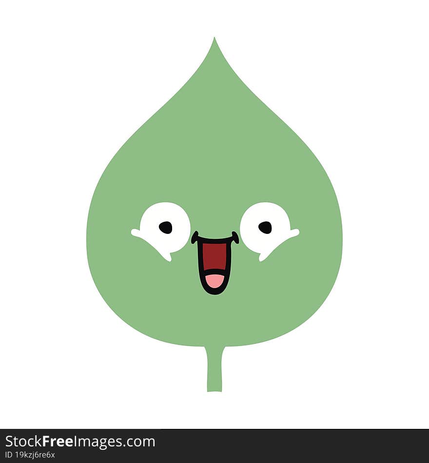 flat color retro cartoon of a expressional leaf