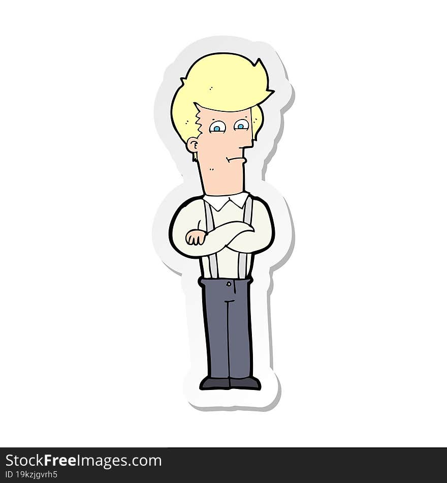 sticker of a cartoon annoyed man