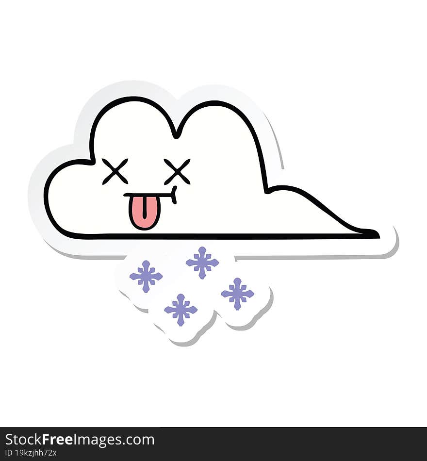 sticker of a cute cartoon snow cloud