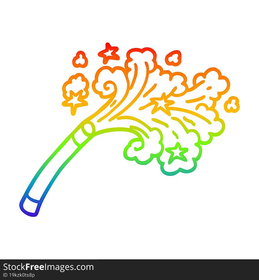 rainbow gradient line drawing cartoon magicians wand