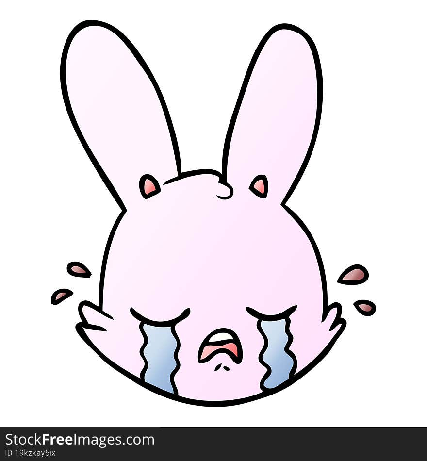 cartoon crying bunny face. cartoon crying bunny face