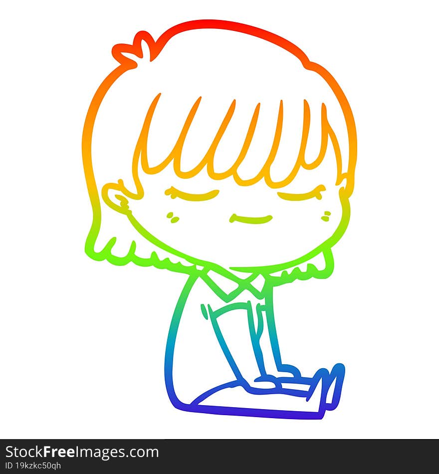 rainbow gradient line drawing of a cartoon woman