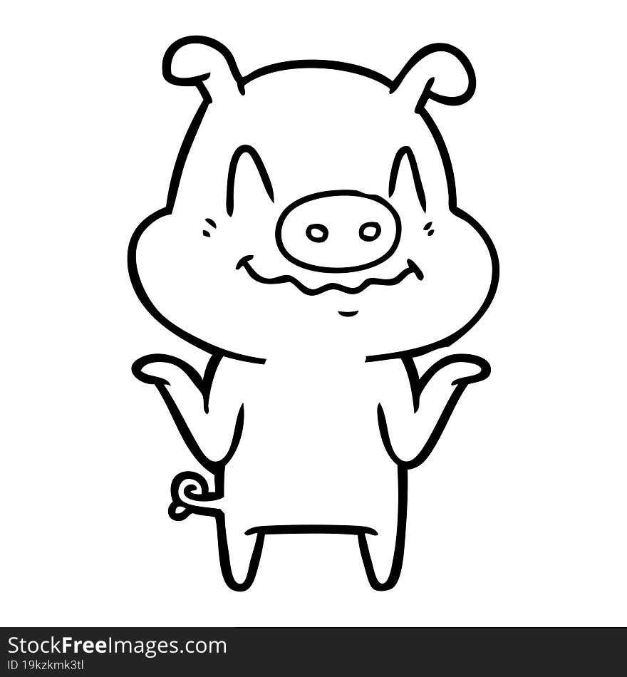 nervous cartoon pig. nervous cartoon pig