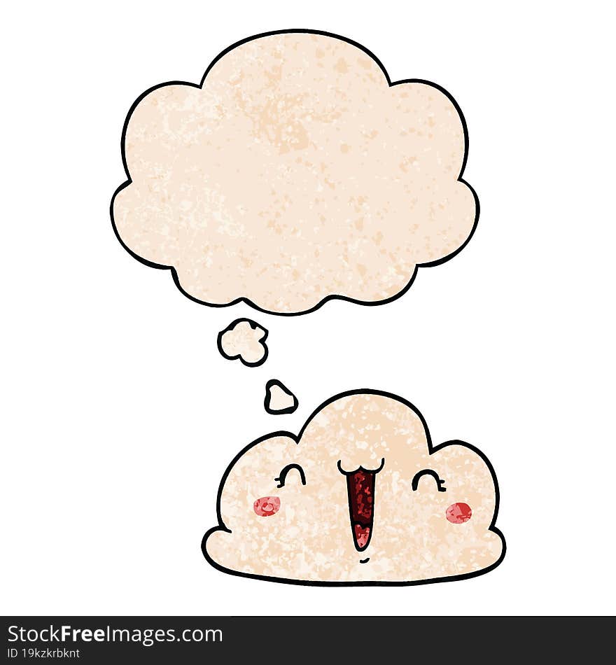 cute cartoon cloud and thought bubble in grunge texture pattern style