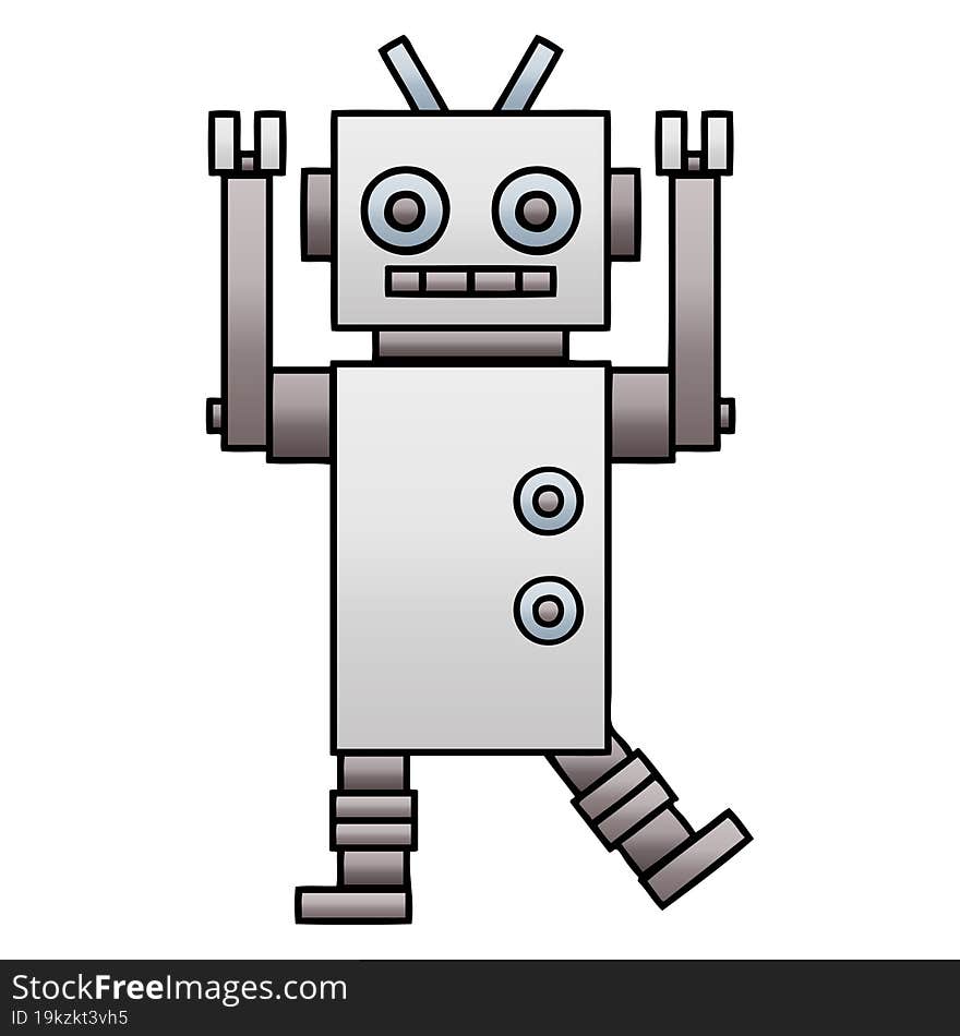 Gradient Shaded Cartoon Dancing Robot