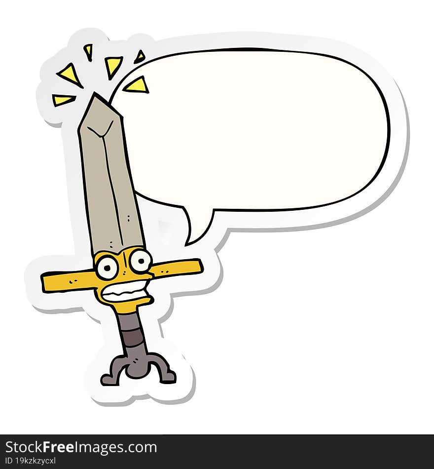 Cartoon Magic Sword And Speech Bubble Sticker