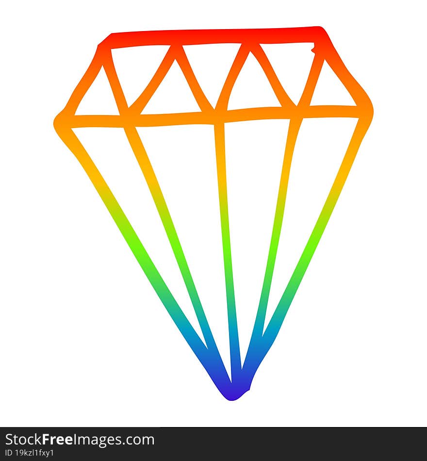 rainbow gradient line drawing cartoon tattoo diamond