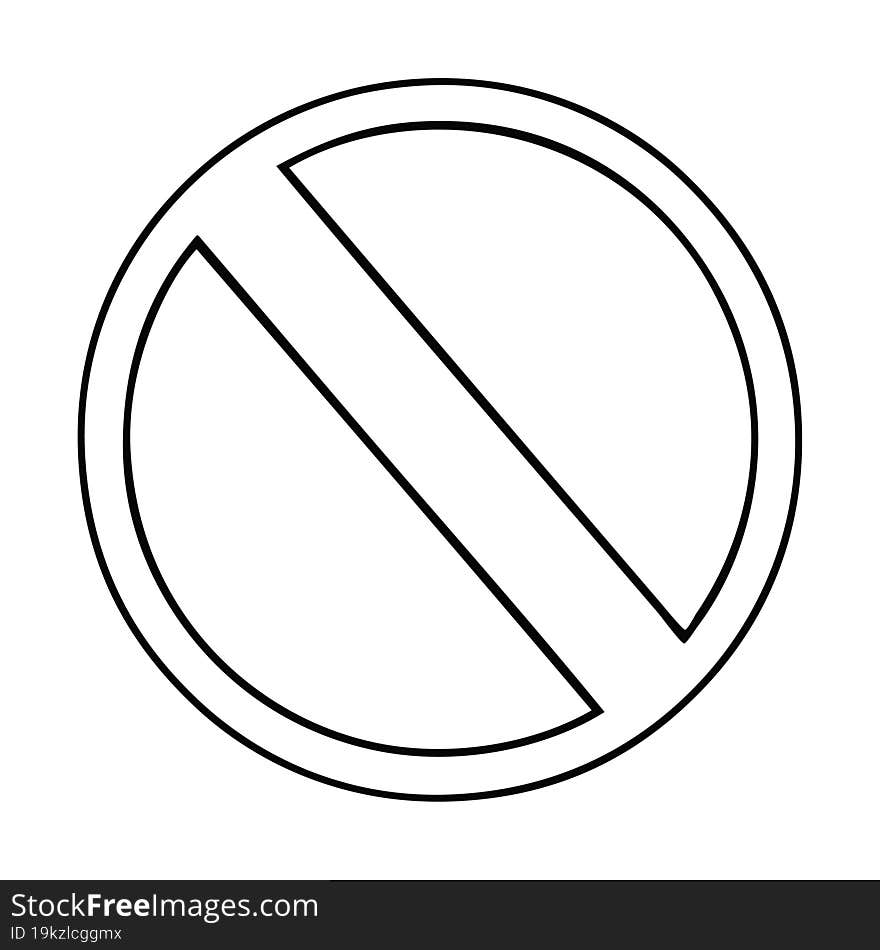 line drawing cartoon of a not allowed sign