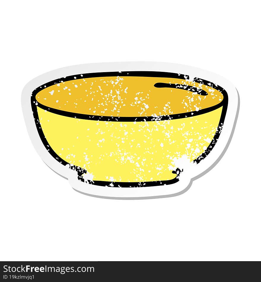 Distressed Sticker Of A Quirky Hand Drawn Cartoon Bowl