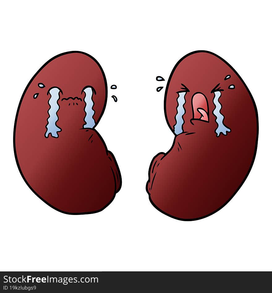 cartoon kidneys crying. cartoon kidneys crying