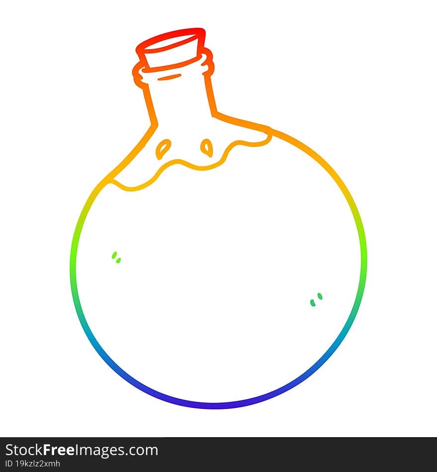 Rainbow Gradient Line Drawing Halloween Potion Cartoon