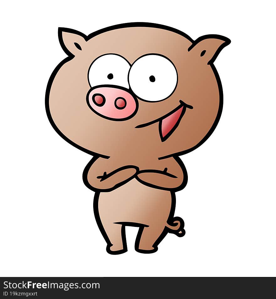 cheerful pig cartoon. cheerful pig cartoon