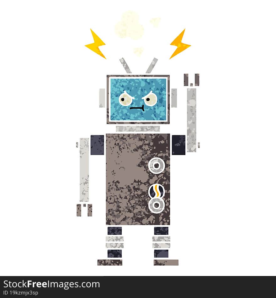 Retro Illustration Style Cartoon Robot