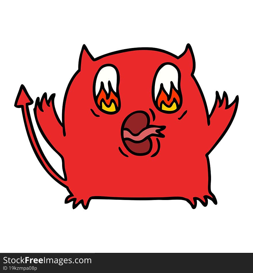 cartoon of cute kawaii red demon