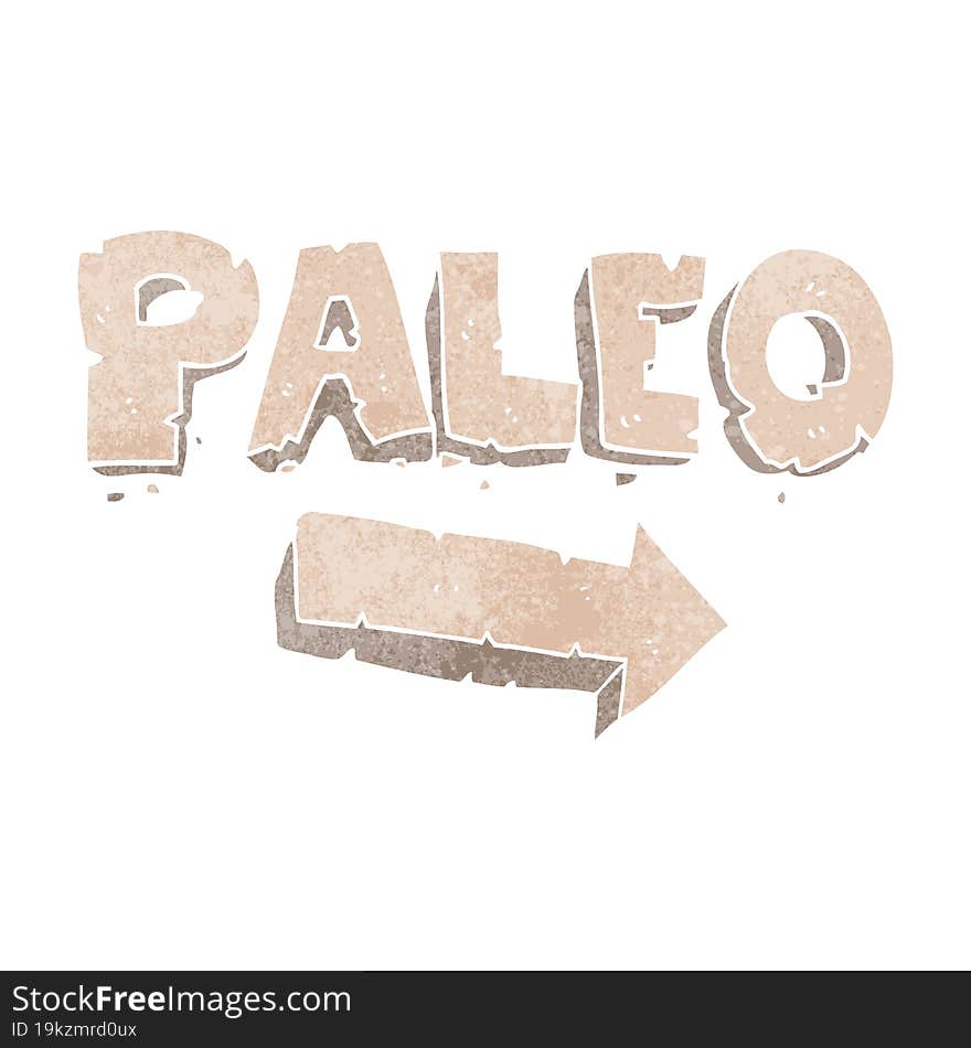 retro cartoon paleo diet pointing arrow